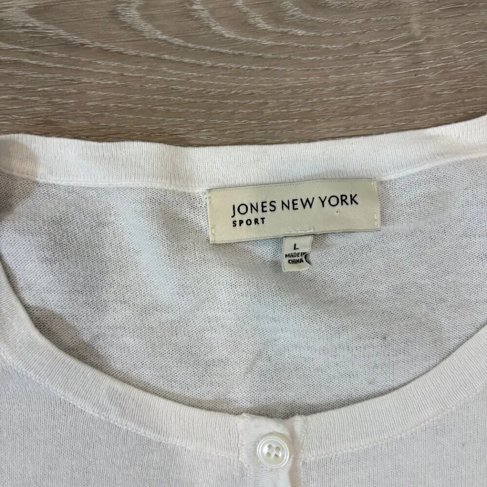 Jones New York Sport Henley Top Size L Striped Cap Sleeves Cotton Blend - Picture 5 of 7